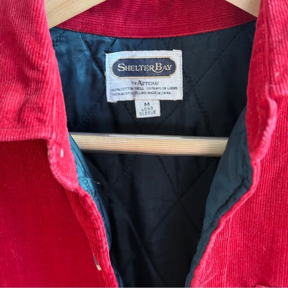 Vintage cherry red 100% cotton corduroy barn jacket w/ collar lined winter coat - Picture 6 of 8